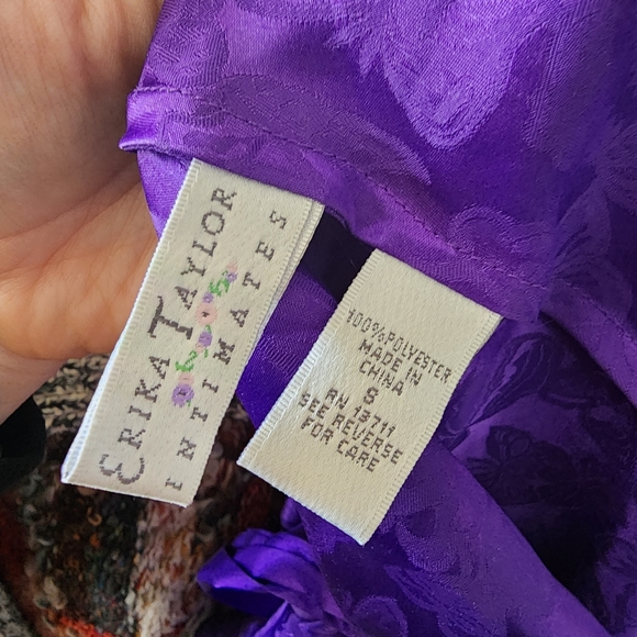 ERIKA TAYLOR INTIMATES Vintage purple butterfly slip dress - Picture 7 of 7